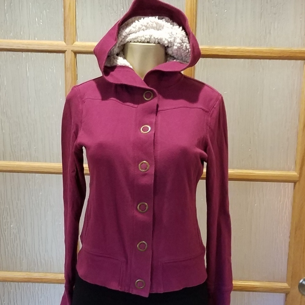 So Fuschia Snap-up Hooded Fleece Jacket